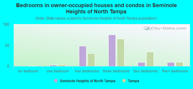 Bedrooms in owner-occupied houses and condos in Seminole Heights of North Tampa