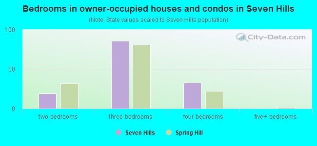 Bedrooms in owner-occupied houses and condos in Seven Hills