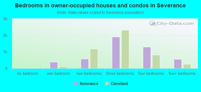 Bedrooms in owner-occupied houses and condos in Severance