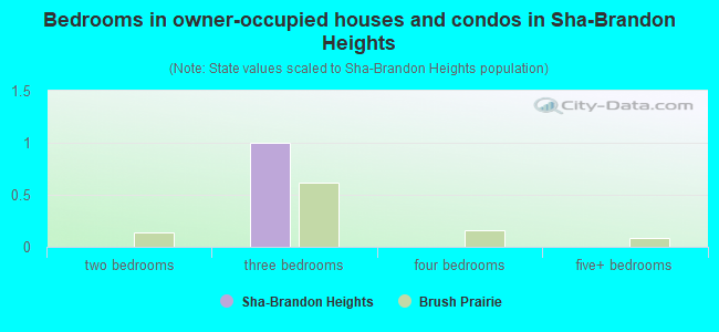 Bedrooms in owner-occupied houses and condos in Sha-Brandon Heights