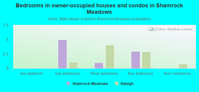 Bedrooms in owner-occupied houses and condos in Shamrock Meadows