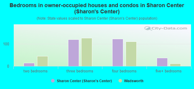 Bedrooms in owner-occupied houses and condos in Sharon Center (Sharon's Center)