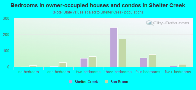 Bedrooms in owner-occupied houses and condos in Shelter Creek