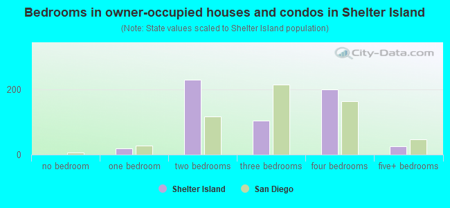 Bedrooms in owner-occupied houses and condos in Shelter Island