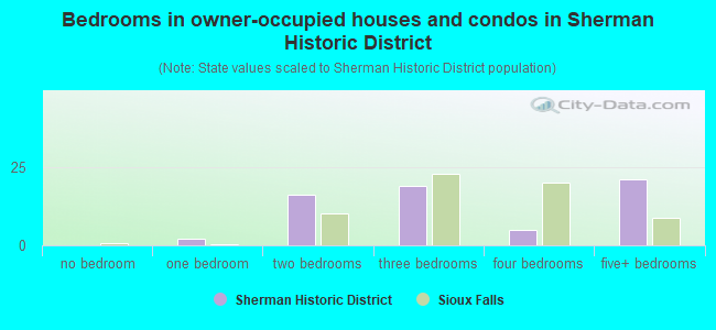 Bedrooms in owner-occupied houses and condos in Sherman Historic District