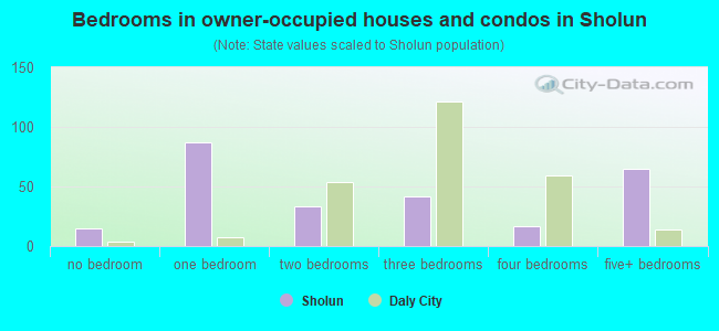 Bedrooms in owner-occupied houses and condos in Sholun