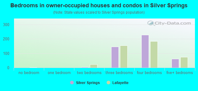 Bedrooms in owner-occupied houses and condos in Silver Springs