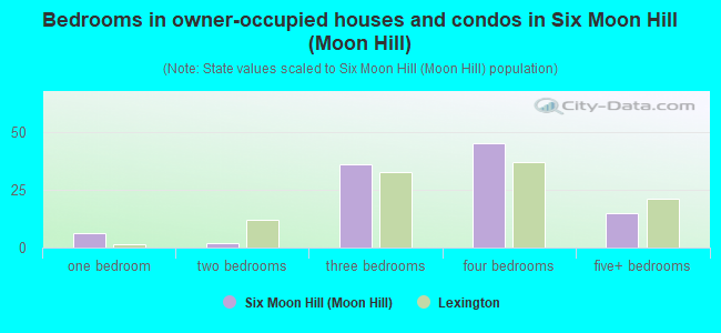 Bedrooms in owner-occupied houses and condos in Six Moon Hill (Moon Hill)