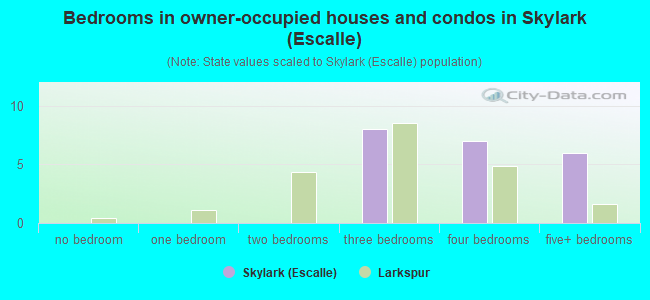 Bedrooms in owner-occupied houses and condos in Skylark (Escalle)