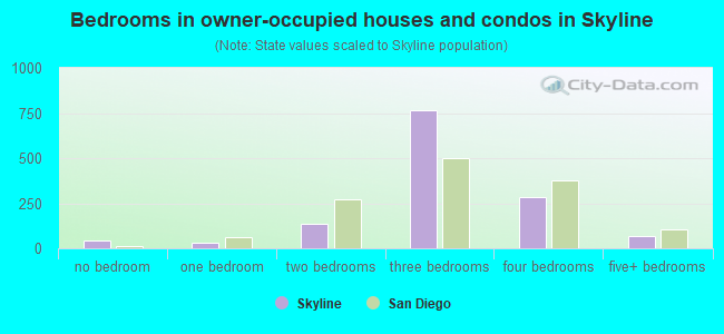 Bedrooms in owner-occupied houses and condos in Skyline