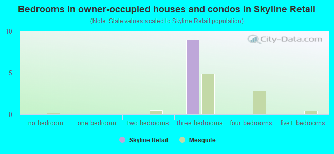 Bedrooms in owner-occupied houses and condos in Skyline Retail