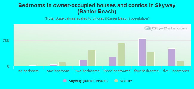Bedrooms in owner-occupied houses and condos in Skyway (Ranier Beach)