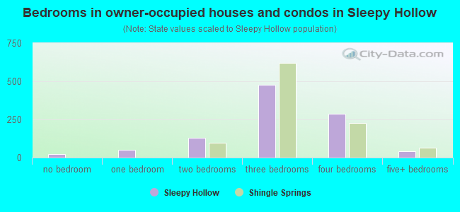 Bedrooms in owner-occupied houses and condos in Sleepy Hollow