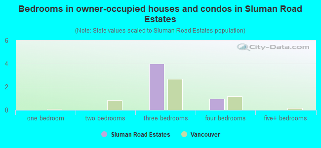 Bedrooms in owner-occupied houses and condos in Sluman Road Estates