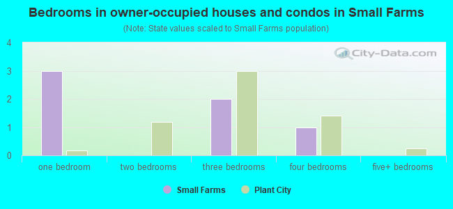 Bedrooms in owner-occupied houses and condos in Small Farms