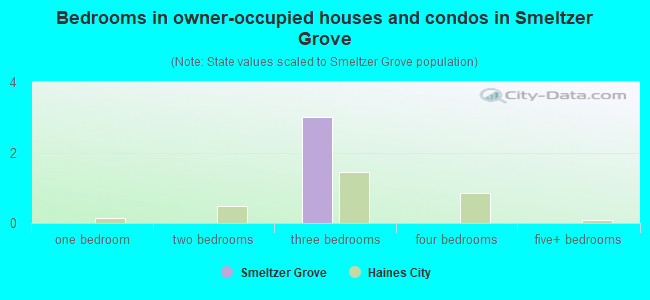 Bedrooms in owner-occupied houses and condos in Smeltzer Grove