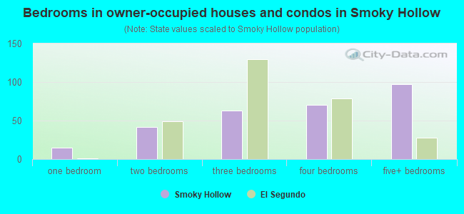 Bedrooms in owner-occupied houses and condos in Smoky Hollow