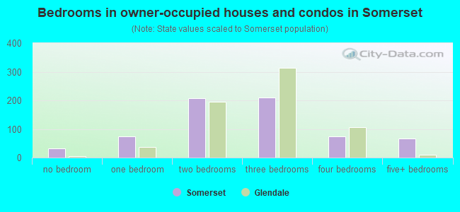 Bedrooms in owner-occupied houses and condos in Somerset