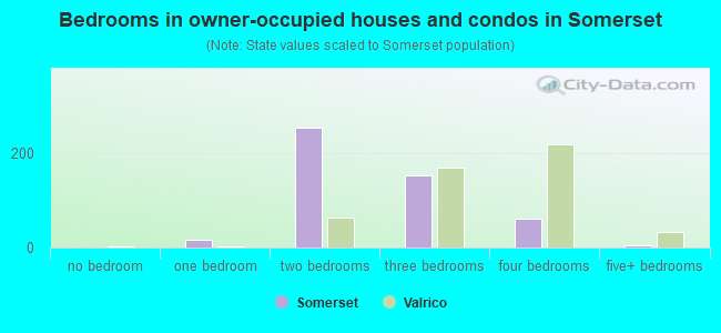 Bedrooms in owner-occupied houses and condos in Somerset