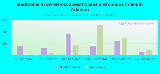 Bedrooms in owner-occupied houses and condos in South Addition