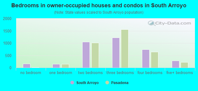 Bedrooms in owner-occupied houses and condos in South Arroyo