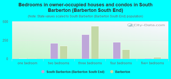 Bedrooms in owner-occupied houses and condos in South Barberton (Barberton South End)