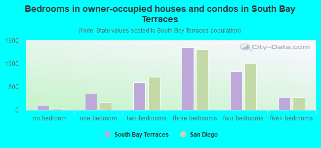 Bedrooms in owner-occupied houses and condos in South Bay Terraces
