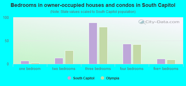 Bedrooms in owner-occupied houses and condos in South Capitol