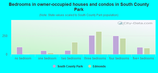 Bedrooms in owner-occupied houses and condos in South County Park