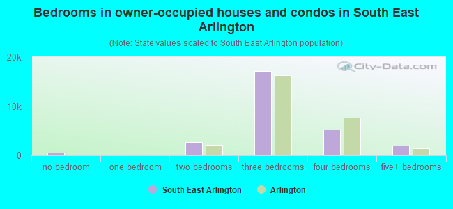 Bedrooms in owner-occupied houses and condos in South East Arlington