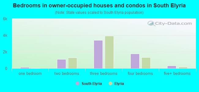 Bedrooms in owner-occupied houses and condos in South Elyria
