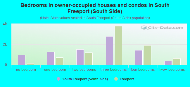 Bedrooms in owner-occupied houses and condos in South Freeport (South SIde)