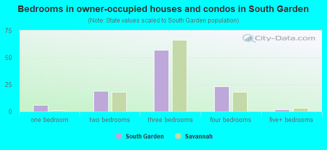 Bedrooms in owner-occupied houses and condos in South Garden