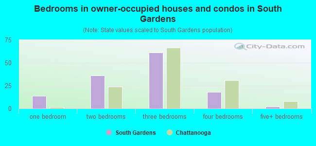 Bedrooms in owner-occupied houses and condos in South Gardens