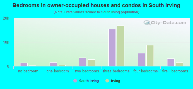 Bedrooms in owner-occupied houses and condos in South Irving