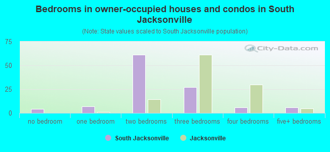 Bedrooms in owner-occupied houses and condos in South Jacksonville