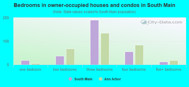 Bedrooms in owner-occupied houses and condos in South Main