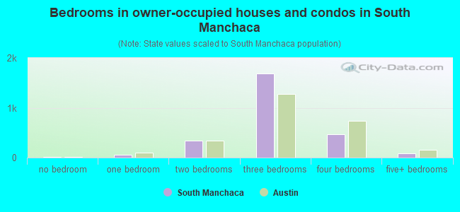 Bedrooms in owner-occupied houses and condos in South Manchaca