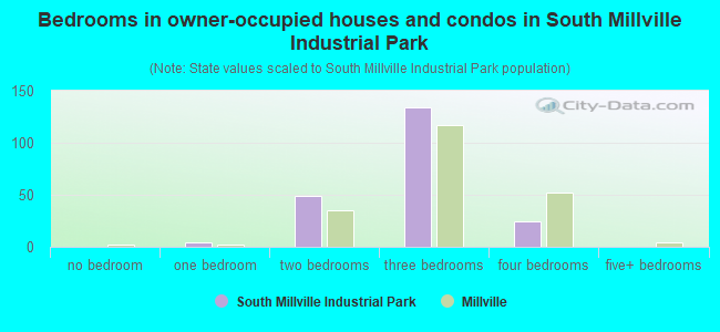 Bedrooms in owner-occupied houses and condos in South Millville Industrial Park