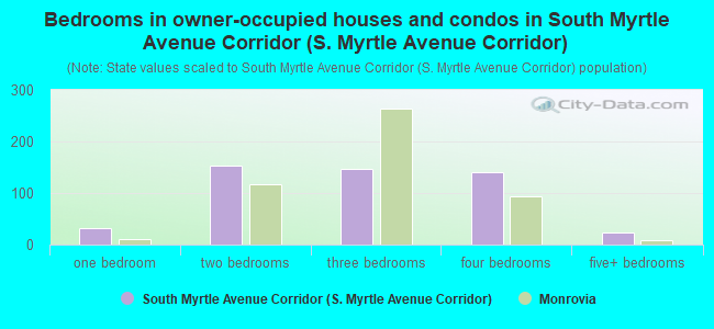 Bedrooms in owner-occupied houses and condos in South Myrtle Avenue Corridor (S. Myrtle Avenue Corridor)