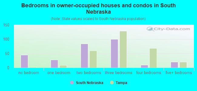 Bedrooms in owner-occupied houses and condos in South Nebraska