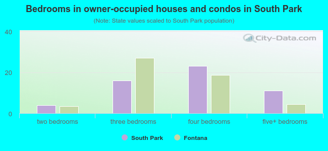 Bedrooms in owner-occupied houses and condos in South Park