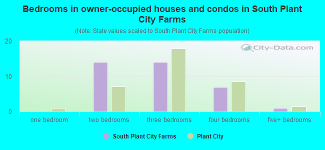 Bedrooms in owner-occupied houses and condos in South Plant City Farms