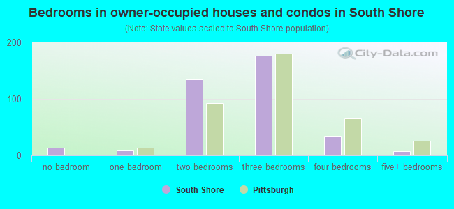 Bedrooms in owner-occupied houses and condos in South Shore