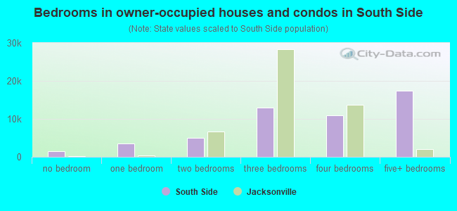 Bedrooms in owner-occupied houses and condos in South Side
