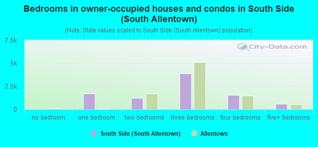 Bedrooms in owner-occupied houses and condos in South Side (South Allentown)