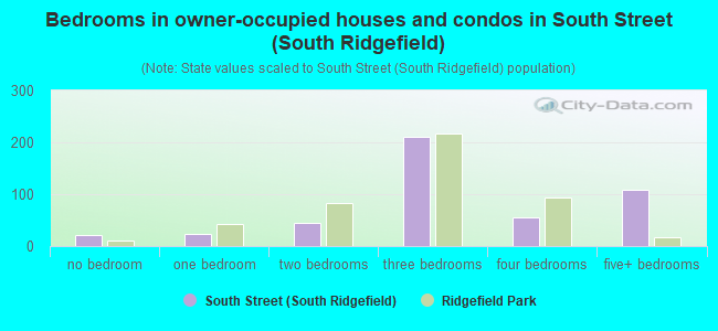 Bedrooms in owner-occupied houses and condos in South Street (South Ridgefield)