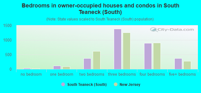 Bedrooms in owner-occupied houses and condos in South Teaneck (South)