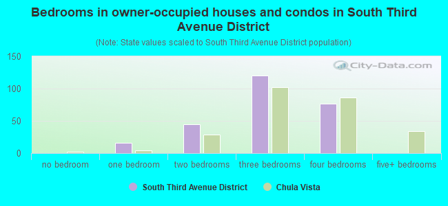 Bedrooms in owner-occupied houses and condos in South Third Avenue District