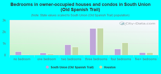Bedrooms in owner-occupied houses and condos in South Union (Old Spanish Trail)